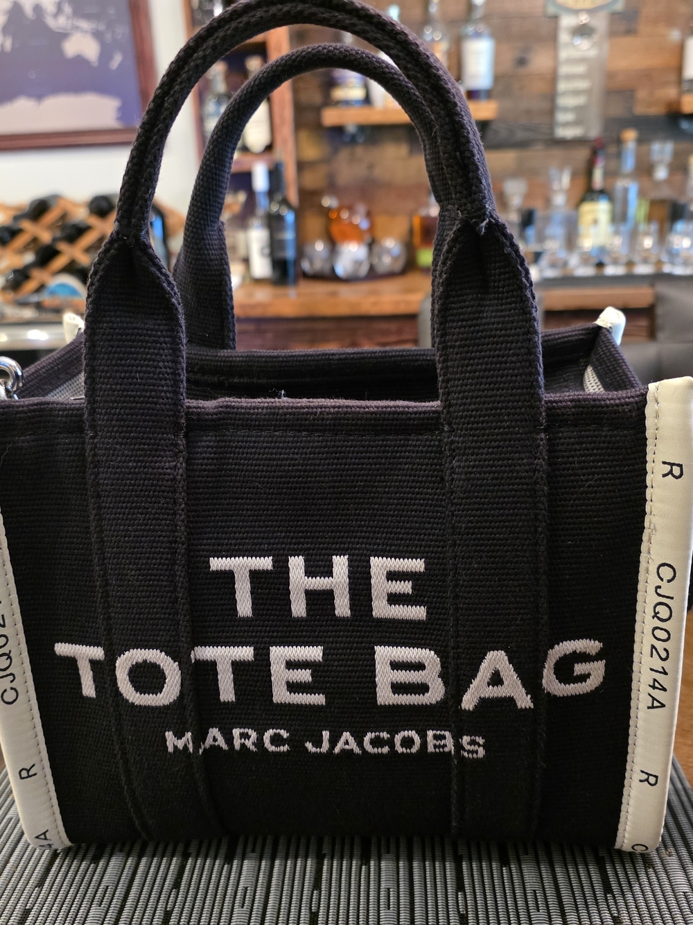 Marc Jacobs Black Canvas 'The Tote Bag' with White Logo